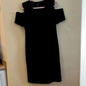 Womens size 12 Ronni Nicole black dress knee length with peek a boo sleeves